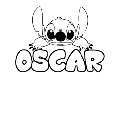 Coloring page first name OSCAR - Stitch background