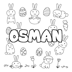 Coloring page first name OSMAN - Easter background