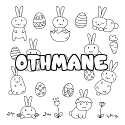 Coloring page first name OTHMANE - Easter background