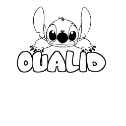 Coloring page first name OUALID - Stitch background