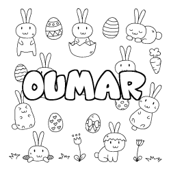 Coloring page first name OUMAR - Easter background