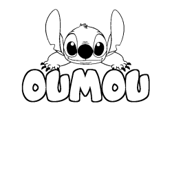 Coloring page first name OUMOU - Stitch background