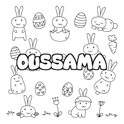 Coloring page first name OUSSAMA - Easter background