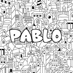 Coloring page first name PABLO - City background