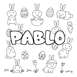 Coloring page first name PABLO - Easter background