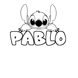 Coloring page first name PABLO - Stitch background