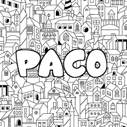Coloring page first name PACO - City background