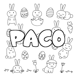Coloring page first name PACO - Easter background