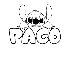 Coloring page first name PACO - Stitch background