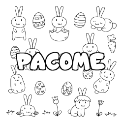 Coloring page first name PACOME - Easter background