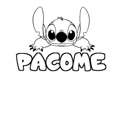 Coloring page first name PACOME - Stitch background