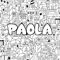 Coloring page first name PAOLA - City background