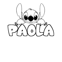 Coloring page first name PAOLA - Stitch background