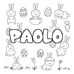 Coloring page first name PAOLO - Easter background