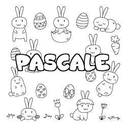 Coloring page first name PASCALE - Easter background