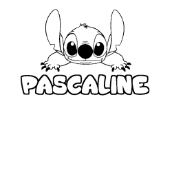 Coloring page first name PASCALINE - Stitch background