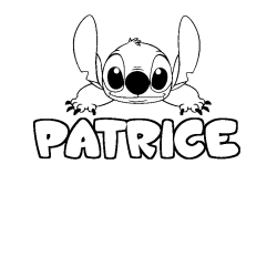Coloring page first name PATRICE - Stitch background