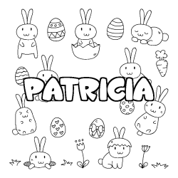 Coloring page first name PATRICIA - Easter background