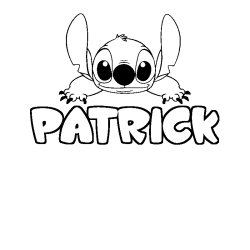 Coloring page first name PATRICK - Stitch background