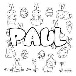 Coloring page first name PAUL - Easter background