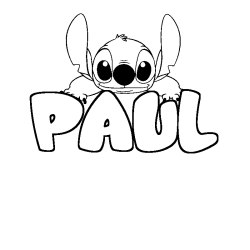 Coloring page first name PAUL - Stitch background