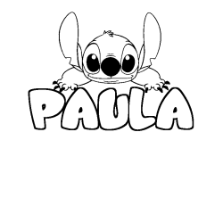 Coloring page first name PAULA - Stitch background