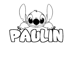 Coloring page first name PAULIN - Stitch background