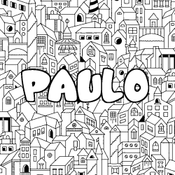Coloring page first name PAULO - City background