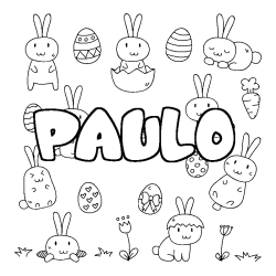 Coloring page first name PAULO - Easter background