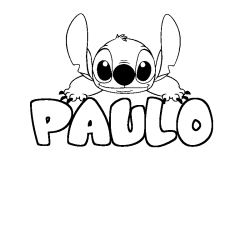 Coloring page first name PAULO - Stitch background