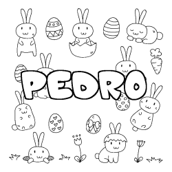 Coloring page first name PEDRO - Easter background