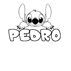 Coloring page first name PEDRO - Stitch background