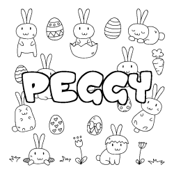 Coloring page first name PEGGY - Easter background