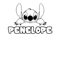 Coloring page first name PENELOPE - Stitch background