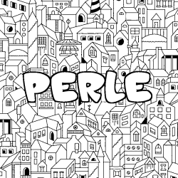 Coloring page first name PERLE - City background