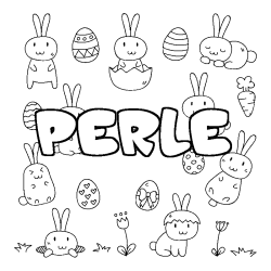 Coloring page first name PERLE - Easter background