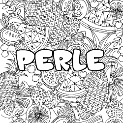 Coloring page first name PERLE - Fruits mandala background