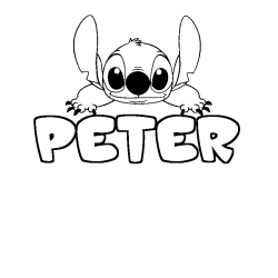 Coloring page first name PETER - Stitch background