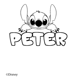 Coloring page first name PETER - Stitch background