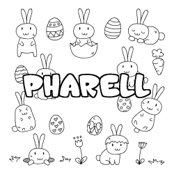 Coloring page first name PHARELL - Easter background