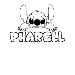 Coloring page first name PHARELL - Stitch background