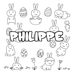 Coloring page first name PHILIPPE - Easter background
