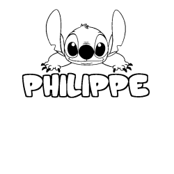 Coloring page first name PHILIPPE - Stitch background