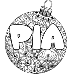 Coloring page first name PIA - Christmas tree bulb background