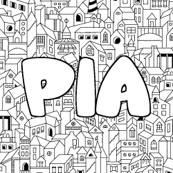 Coloring page first name PIA - City background