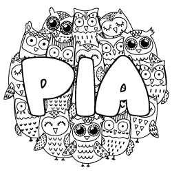 Coloring page first name PIA - Owls background