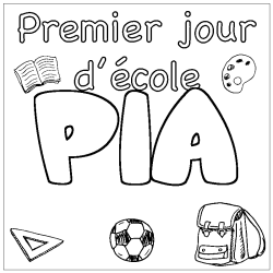 Coloring page first name PIA - School First day background
