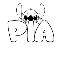 Coloring page first name PIA - Stitch background