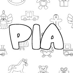 Coloring page first name PIA - Toys background