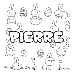 Coloring page first name PIERRE - Easter background